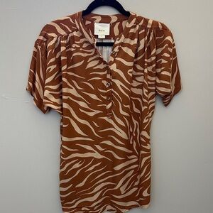 Maeve Brown Zebra Print Blouse